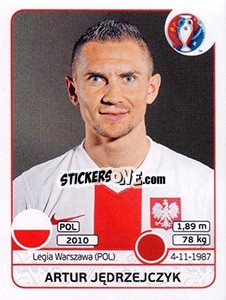 Sticker Artur Jedrzejczyk - UEFA Euro France 2016 n. 296 - Panini