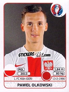 Sticker Pawel Olkowski - UEFA Euro France 2016 n. 300 - Panini