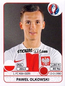 Sticker Pawel Olkowski - UEFA Euro France 2016 - Panini