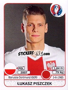 Sticker Lukasz Piszczek - UEFA Euro France 2016 - Panini