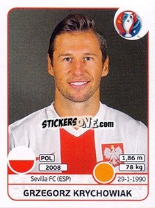 Sticker Grzegorz Krychowiak - UEFA Euro France 2016 n. 302 - Panini