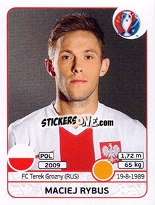 Sticker Maciej Rybus - UEFA Euro France 2016 - Panini