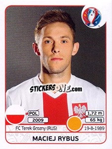 Sticker Maciej Rybus - UEFA Euro France 2016 n. 303 - Panini
