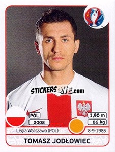 Cromo Tomasz Jodlowiec - UEFA Euro France 2016 - Panini