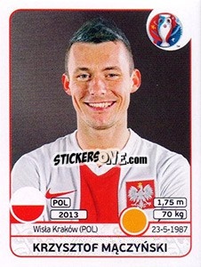 Sticker Krzysztof Maczynski - UEFA Euro France 2016 n. 305 - Panini