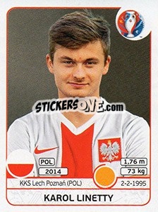 Sticker Karol Linetty - UEFA Euro France 2016 n. 307x - Panini