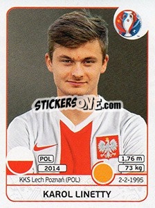 Sticker Karol Linetty - UEFA Euro France 2016 - Panini