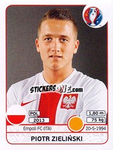 Sticker Piotr Zielinski - UEFA Euro France 2016 n. 308 - Panini