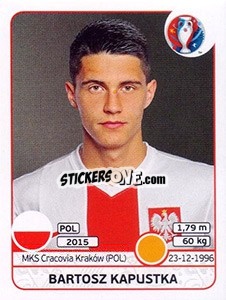 Sticker Bartosz Kapustka - UEFA Euro France 2016 n. 309 - Panini
