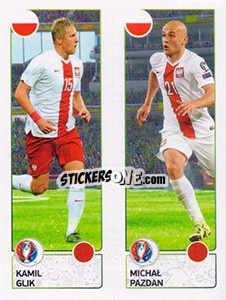 Sticker Kamil Glik / Michal Pazdan - UEFA Euro France 2016 n. 315 - Panini