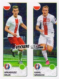 Sticker Arkadiusz Milik / Kamil Grosicki - UEFA Euro France 2016 - Panini