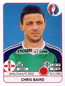 Sticker Chris Baird - UEFA Euro France 2016 n. 328 - Panini