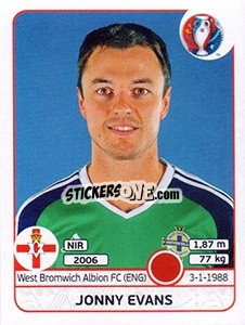 Sticker Jonny Evans - UEFA Euro France 2016 n. 331 - Panini