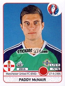 Sticker Paddy McNair - UEFA Euro France 2016 n. 333 - Panini