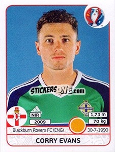 Sticker Corry Evans - UEFA Euro France 2016 n. 335 - Panini