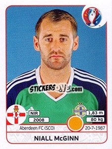 Sticker Niall McGinn - UEFA Euro France 2016 - Panini