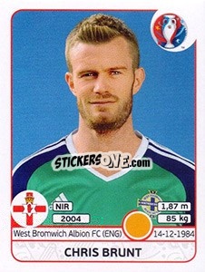 Sticker Chris Brunt - UEFA Euro France 2016 n. 338 - Panini