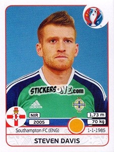 Sticker Steven Davis - UEFA Euro France 2016 n. 339 - Panini
