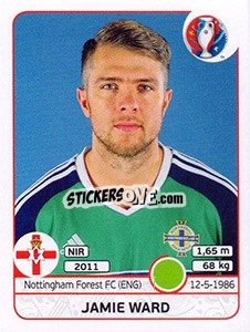 Sticker Jamie Ward - UEFA Euro France 2016 n. 341 - Panini