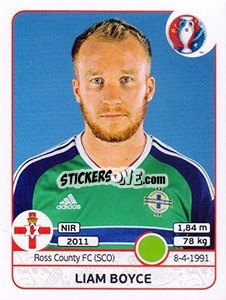 Sticker Liam Boyce - UEFA Euro France 2016 n. 342 - Panini