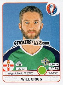 Sticker Will Grigg - UEFA Euro France 2016 n. 342x - Panini