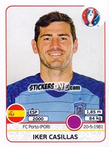 Sticker Iker Casillas - UEFA Euro France 2016 - Panini