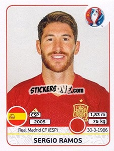 Sticker Sergio Ramos - UEFA Euro France 2016 n. 355 - Panini