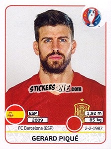 Sticker Gerard Piqué - UEFA Euro France 2016 n. 356 - Panini