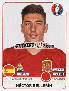 Sticker Héctor Bellerin - UEFA Euro France 2016 n. 357x - Panini