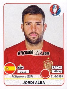 Sticker Jordi Alba - UEFA Euro France 2016 - Panini