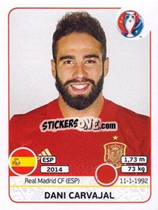Sticker Dani Carvajal - UEFA Euro France 2016 n. 359 - Panini