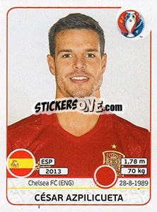Sticker César Azpilicueta - UEFA Euro France 2016 n. 359x - Panini