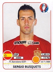 Sticker Sergio Busquets - UEFA Euro France 2016 n. 361 - Panini