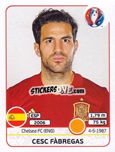 Sticker Cesc Fàbregas - UEFA Euro France 2016 n. 362 - Panini