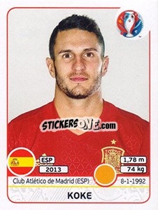 Sticker Koke - UEFA Euro France 2016 n. 364 - Panini