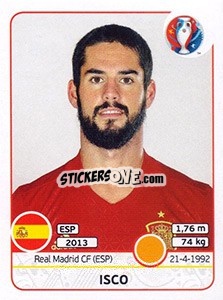 Sticker Isco - UEFA Euro France 2016 n. 365 - Panini