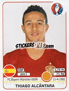 Sticker Thiago Alcántara - UEFA Euro France 2016 n. 367x - Panini