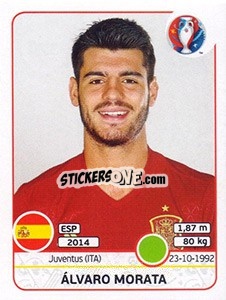 Sticker Álvaro Morata - UEFA Euro France 2016 n. 370 - Panini