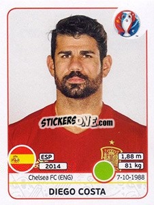 Sticker Diego Costa - UEFA Euro France 2016 - Panini