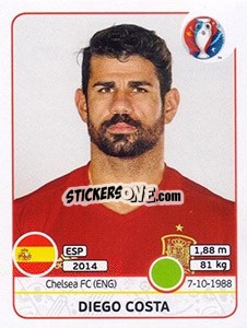 Sticker Diego Costa - UEFA Euro France 2016 n. 371 - Panini