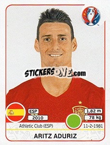 Sticker Aritz Aduriz - UEFA Euro France 2016 - Panini