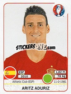 Sticker Aritz Aduriz - UEFA Euro France 2016 n. 371x - Panini