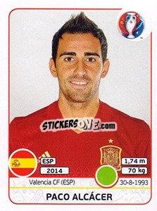 Sticker Paco Alcácer - UEFA Euro France 2016 n. 372 - Panini