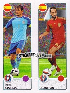 Sticker Iker Casillas / Juanfran - UEFA Euro France 2016 n. 374 - Panini