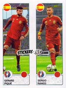 Sticker Gerard Piqué / Sergio Ramos - UEFA Euro France 2016 n. 375 - Panini