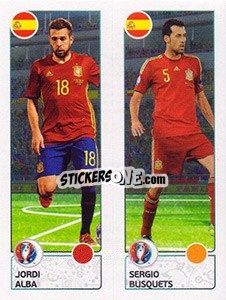 Sticker Jordi Alba / Sergio Busquets - UEFA Euro France 2016 n. 376 - Panini