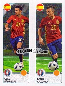Sticker Cesc Fàbregas / Santi Cazorla - UEFA Euro France 2016 n. 377 - Panini