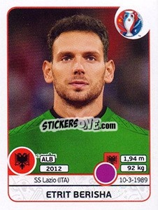 Sticker Etrit Berisha - UEFA Euro France 2016 n. 69 - Panini