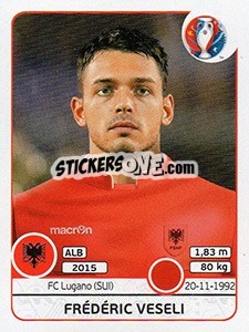 Sticker Frédéric Veseli - UEFA Euro France 2016 - Panini