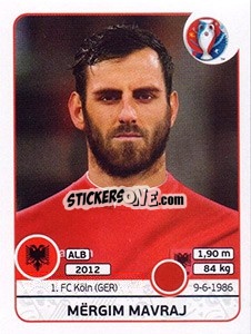 Sticker Mërgim Mavraj - UEFA Euro France 2016 n. 72 - Panini